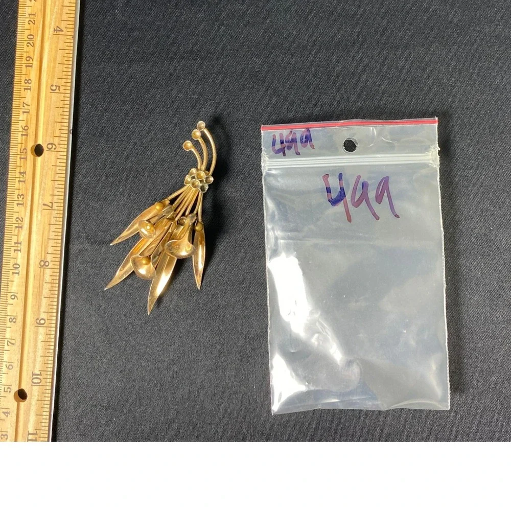 Gold Tone Abstract Flower Brooch Pin Vintage Elegant‎ Statement Jewelry